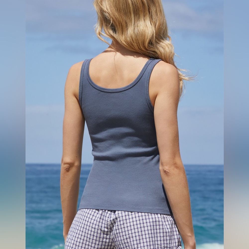 John Galt Dalis Longline Tank Top in Slate Blue - Picture 4 of 9